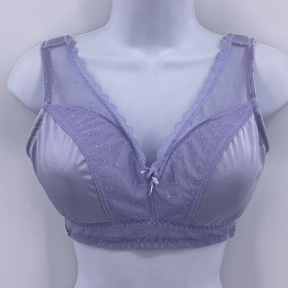 Rhonda Shear Sz M Wireless Bra Pull Over Purple Retro Pin Up Removable Pads #676 - Picture 1 of 12